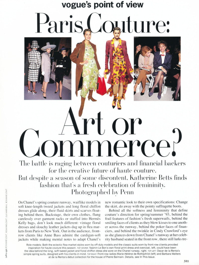 Paris couture - Art or Commerce, March 1993