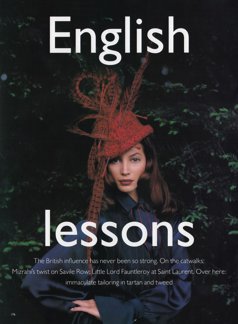 Christy Turlington featured in English lessons, September 1993