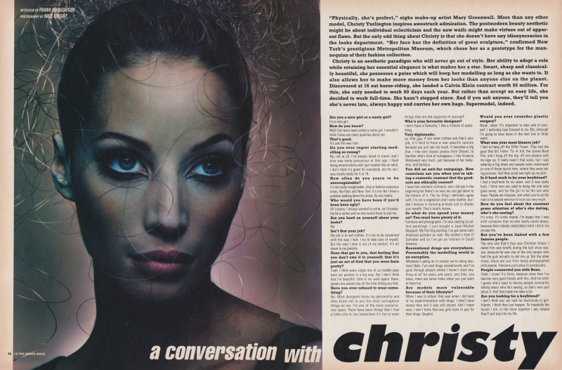 Christy Turlington featured in A conversation with Christy, May 1994