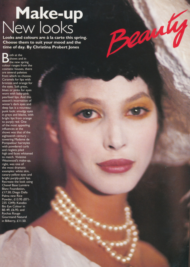 Christy Turlington featured in Make up new looks, March 1994