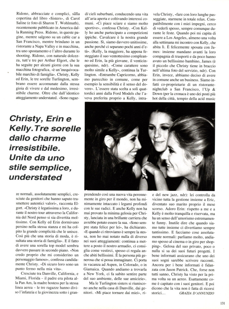 Christy Turlington featured in Le Turlington, December 1995