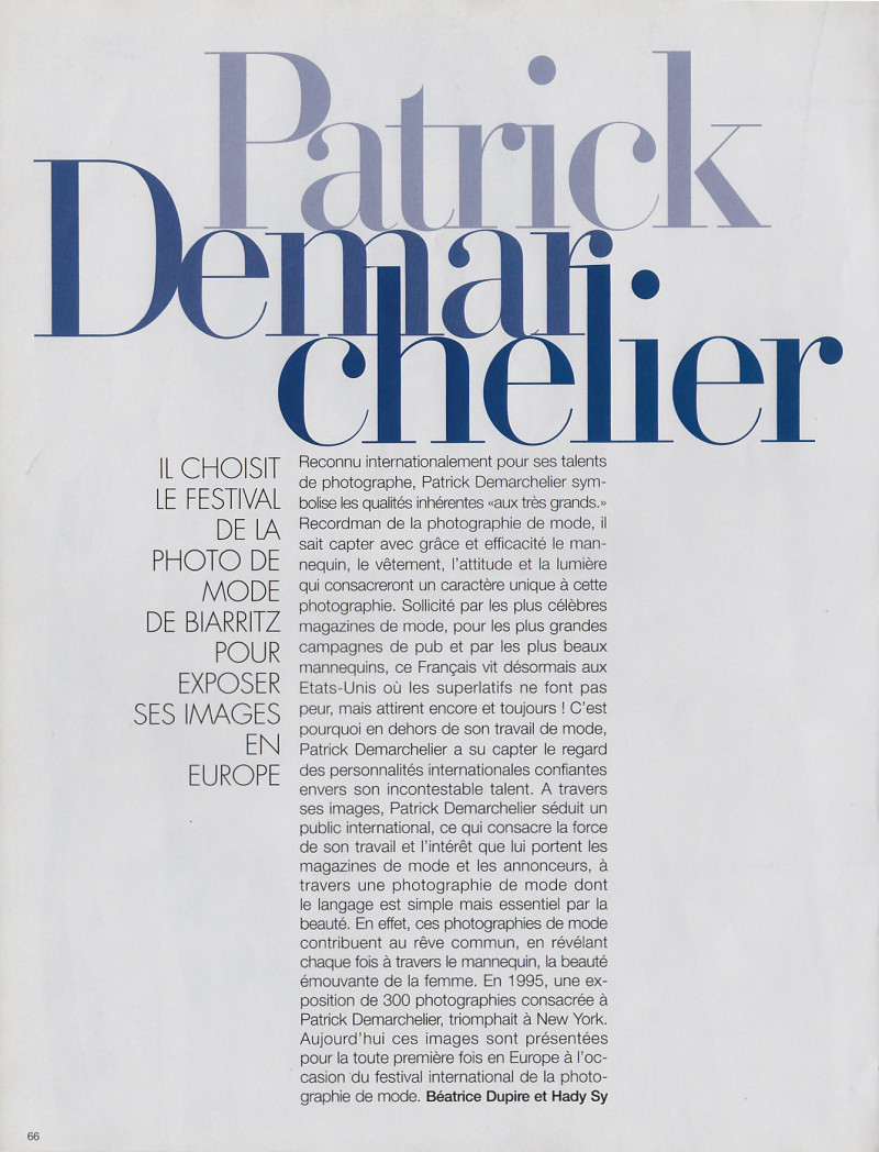 Patrick Demarchelier, May 1996