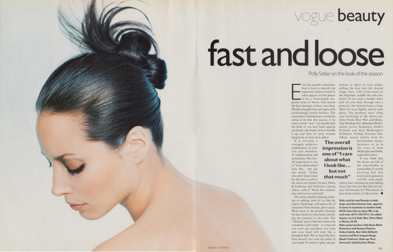 Christy Turlington featured in Fast and loose, August 1996