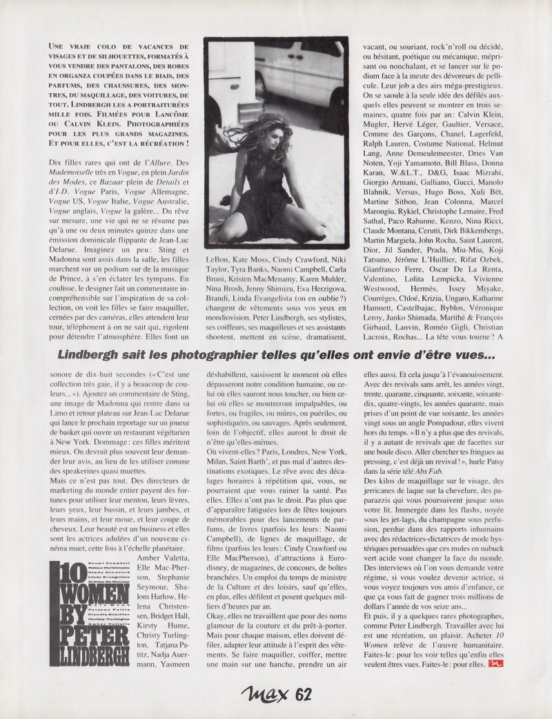 Cindy Crawford featured in Et Lindbergh Crea le To, August 1996