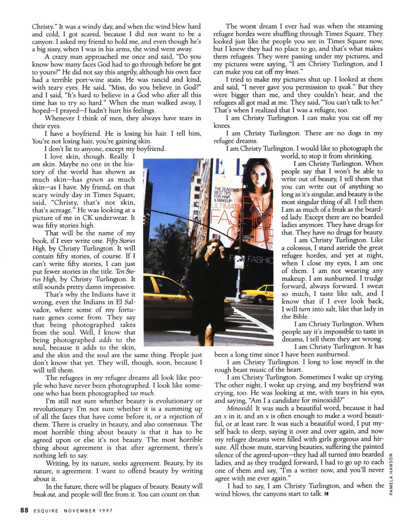 Christy Turlington featured in Christy, returning the favor , November 1997