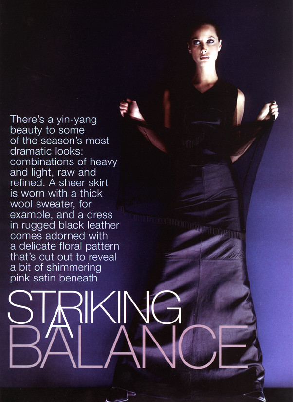 Christy Turlington featured in Striking a balance, September 1997