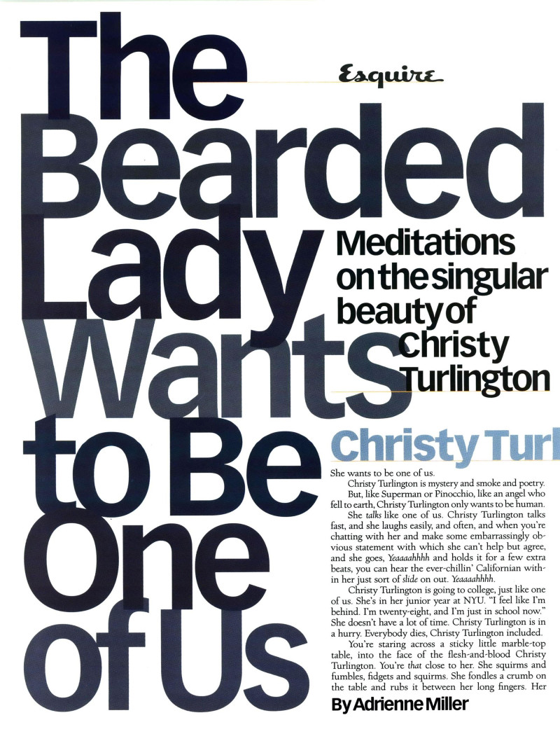 The bearded lady wants to be one of us, November 1997