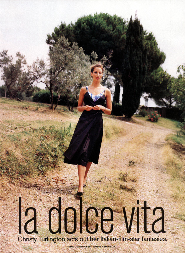 Christy Turlington featured in La dolce vita, November 1998