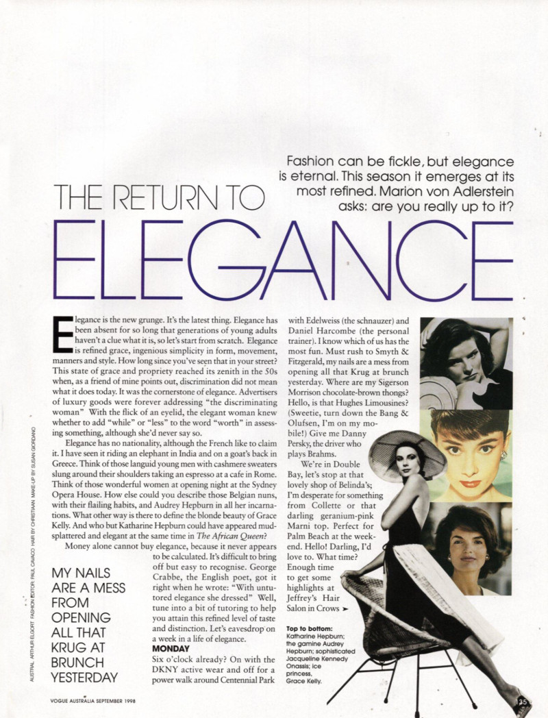 The return to elegance, September 1998