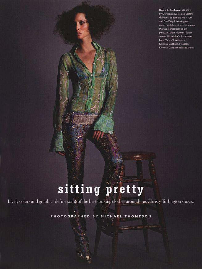 Christy Turlington featured in Sitting pretty, March 2000