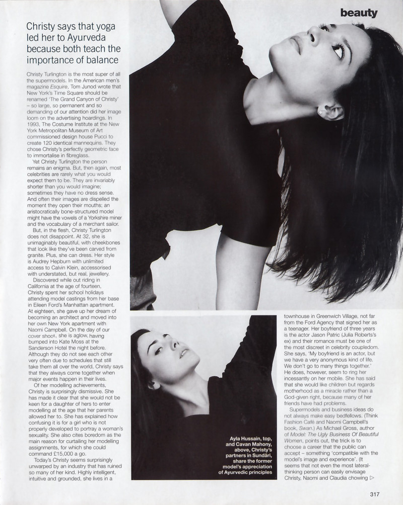 Christy Turlington featured in In the business of being beautiful, September 2000