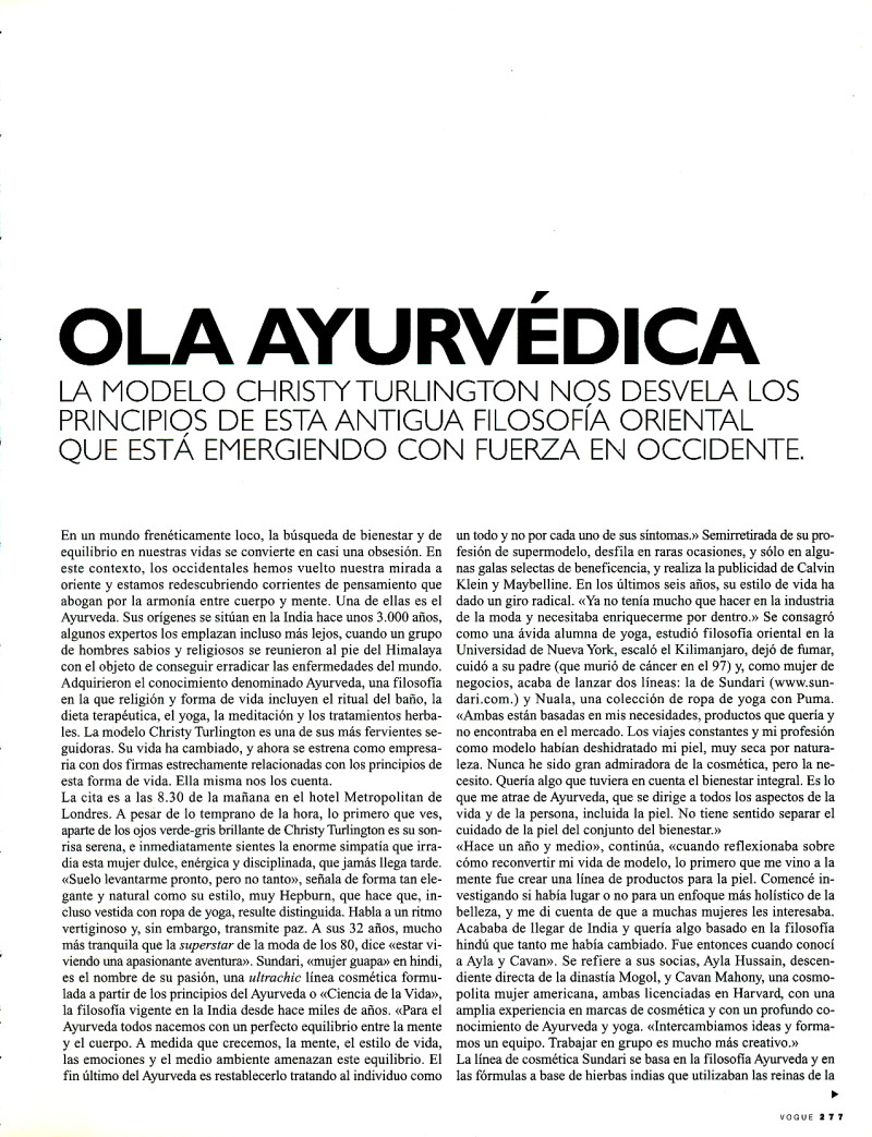 Ola ayurvedica, June 2001