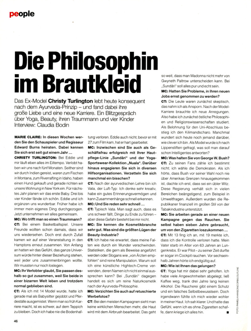 Die philosphin im Brautkleid, November 2001