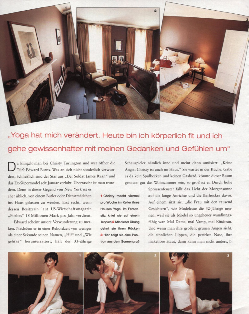 Christy Turlington featured in Die entdeckung der langsamkeit, August 2001