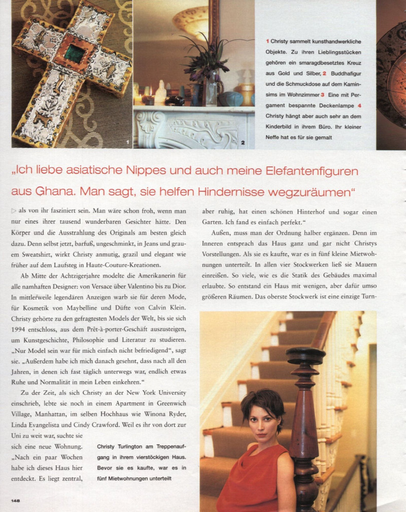 Christy Turlington featured in Die entdeckung der langsamkeit, August 2001