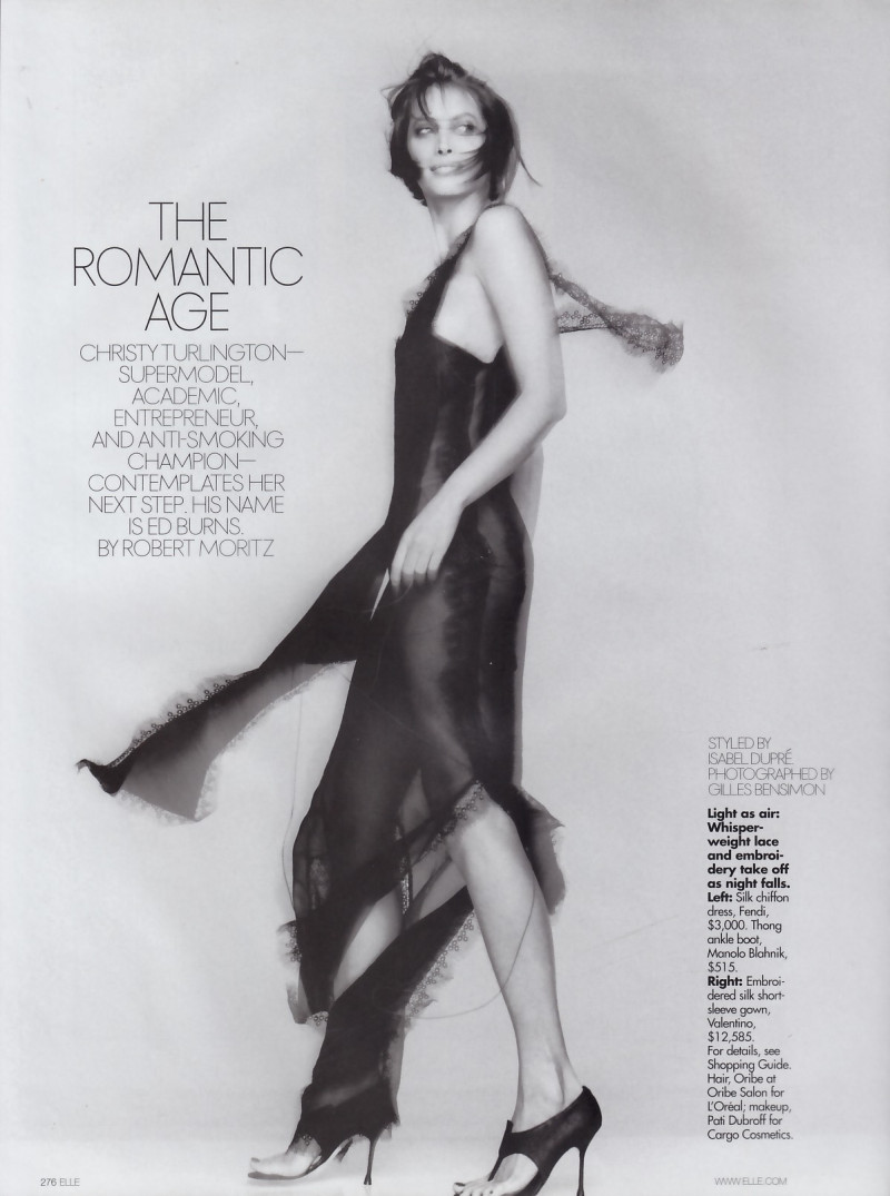 Christy Turlington featured in The romantic age, March 2002