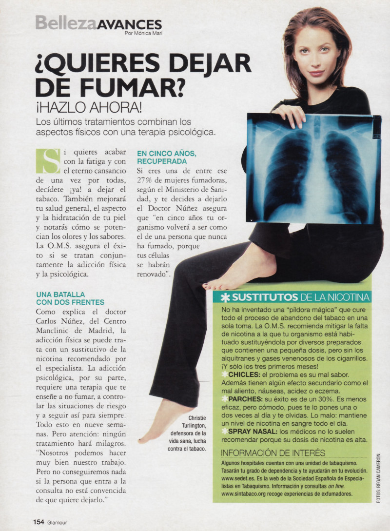 Christy Turlington featured in Quieres dejar de fumar, October 2003