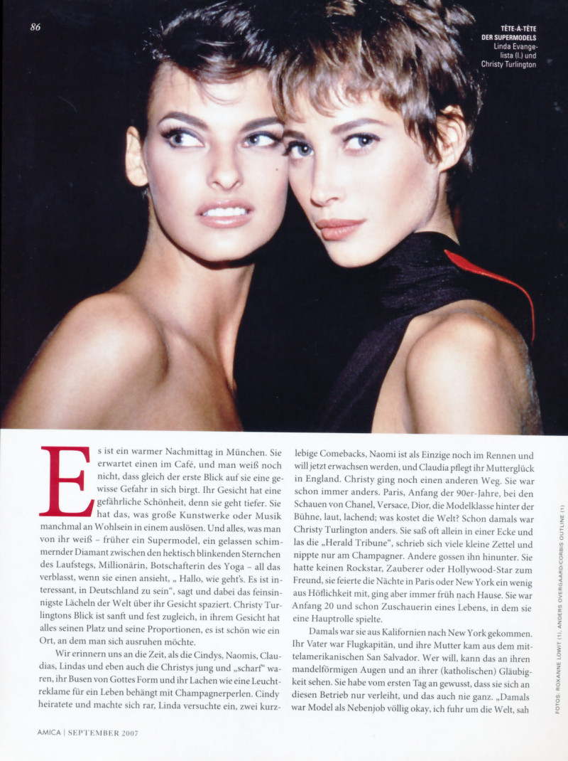 Christy Turlington featured in Die schone philosophin, September 2007