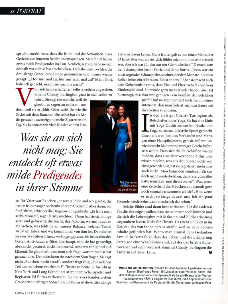 Christy Turlington featured in Die schone philosophin, September 2007