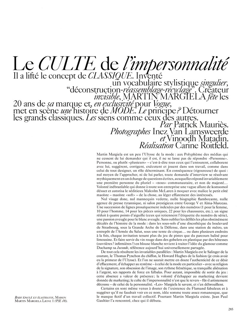 Le culte de l\'impersonnalité, October 2008