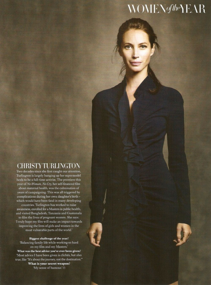 Christy Turlington featured in Women of the year , December 2010