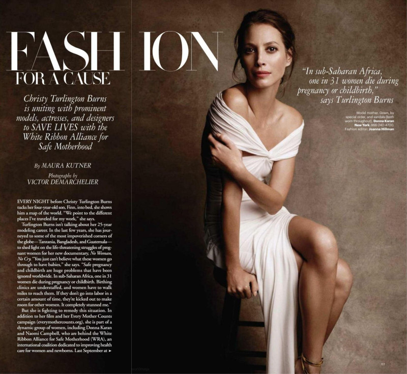 Christy Turlington featured in Fashion for a cause, January 2011