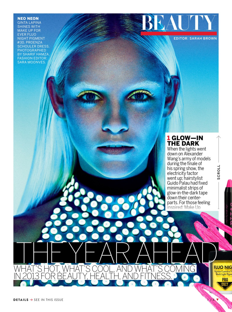 Ginta Lapina featured in Vogue Beauty: Glow-In The Dark, January 2013