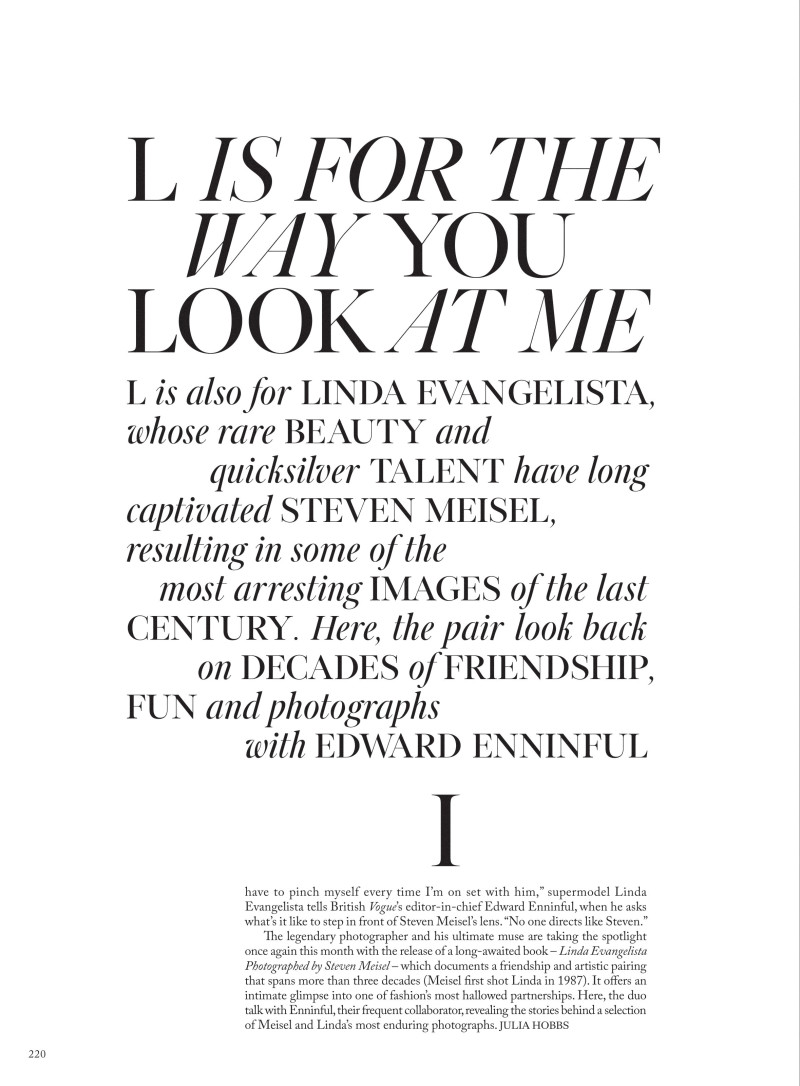 Linda Evangelista featured in L Is For The Way You Look At Me, October 2023