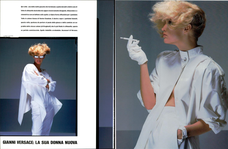 Bonnie Berman featured in "Il Punto di Vista di Vogue - Sulla Via del Vestire Nitido e Fluido" , January 1984