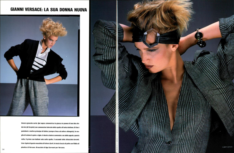 Bonnie Berman featured in "Il Punto di Vista di Vogue - Sulla Via del Vestire Nitido e Fluido" , January 1984