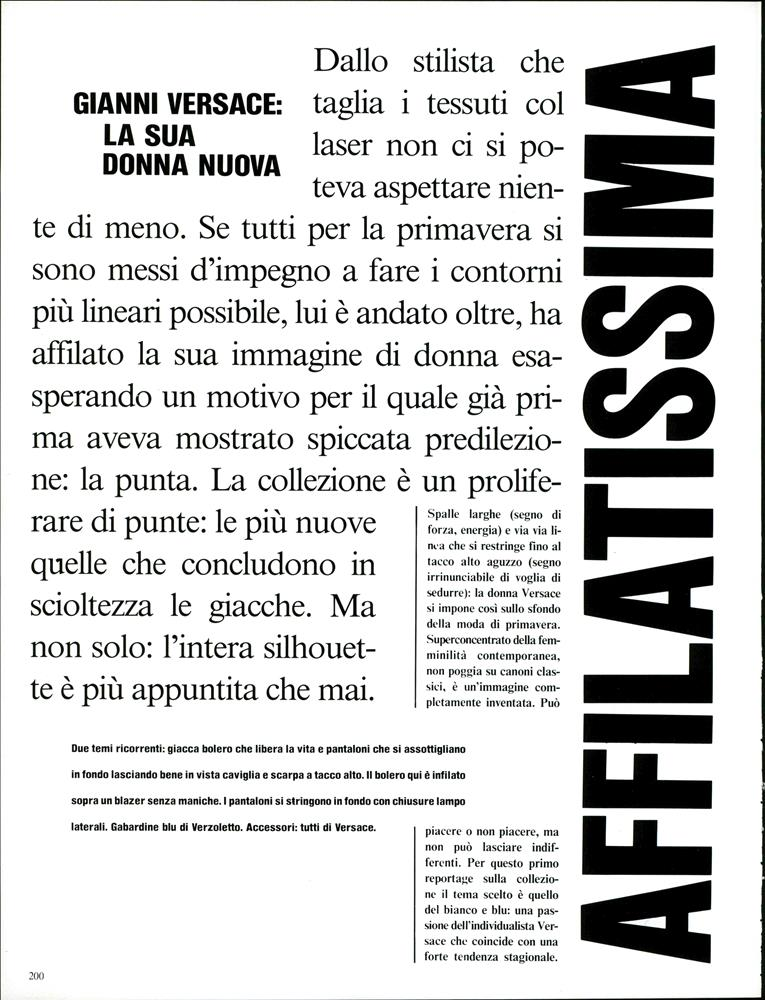 "Il Punto di Vista di Vogue - Sulla Via del Vestire Nitido e Fluido" , January 1984