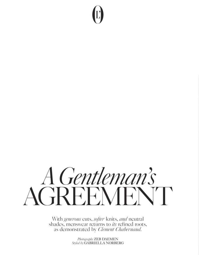 Clement Chabernaud featured in A Gentleman\'s Agreement, September 2021