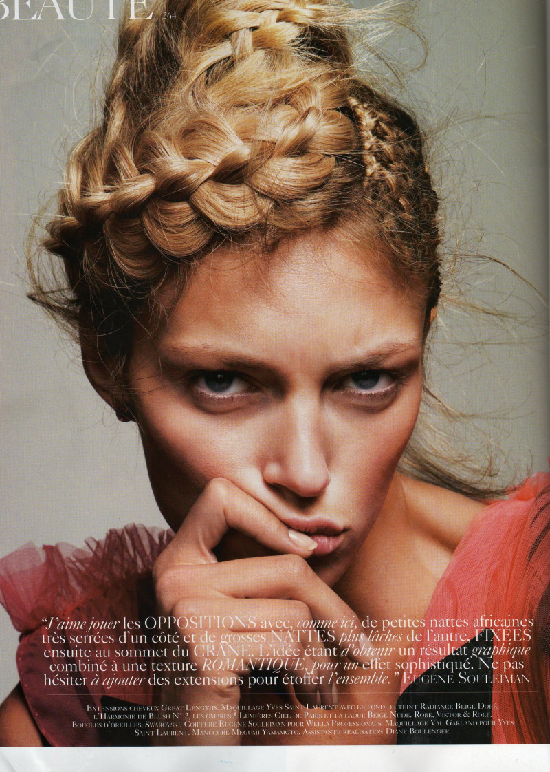 Anja Rubik featured in Beauté: Têtes a tresses, March 2010