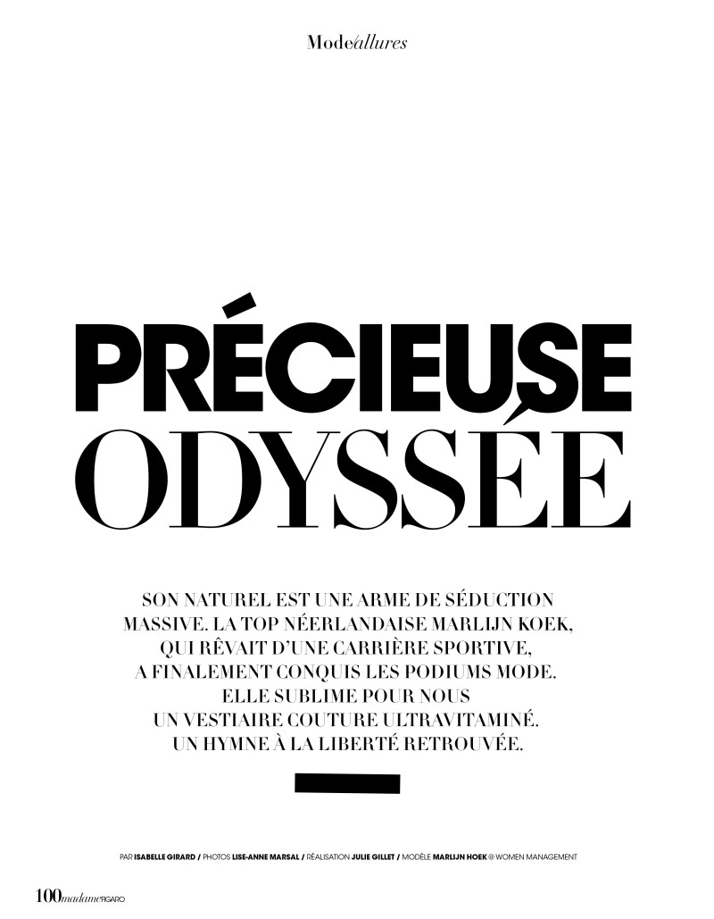 Marlijn Hoek featured in Précieuse Odyssée, May 2021