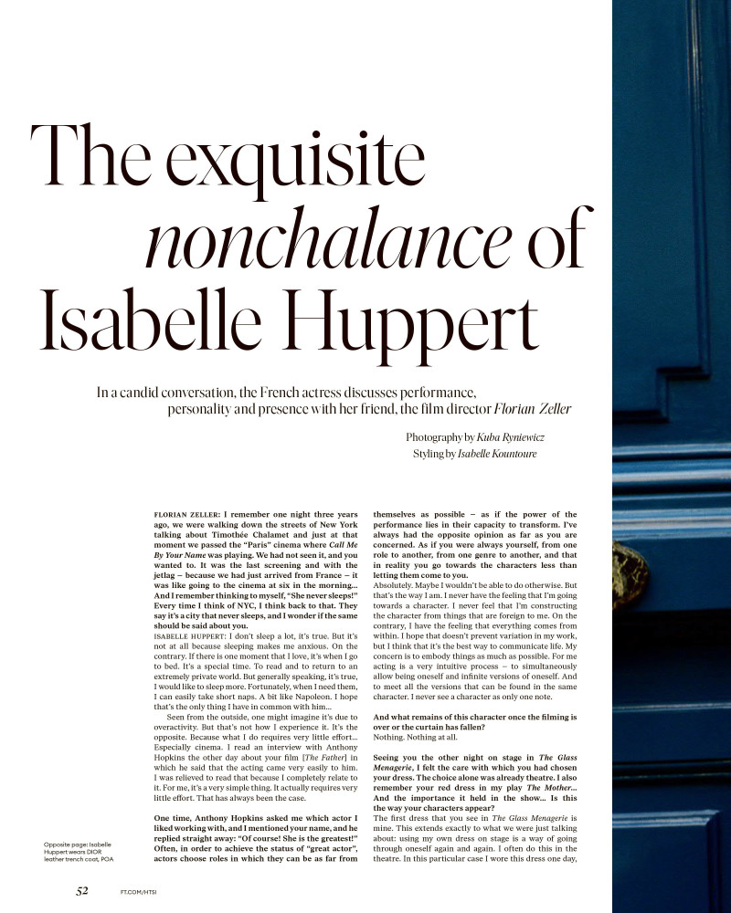 The Exquisite Nonchalance of Isabelle Huppert, September 2021