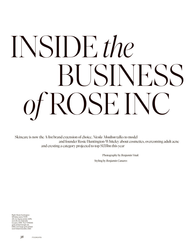 Rosie Huntington-Whiteley featured in Inside The Business Of Rose Inc., August 2022