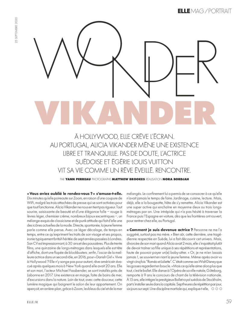 Wonder Vikander, September 2020