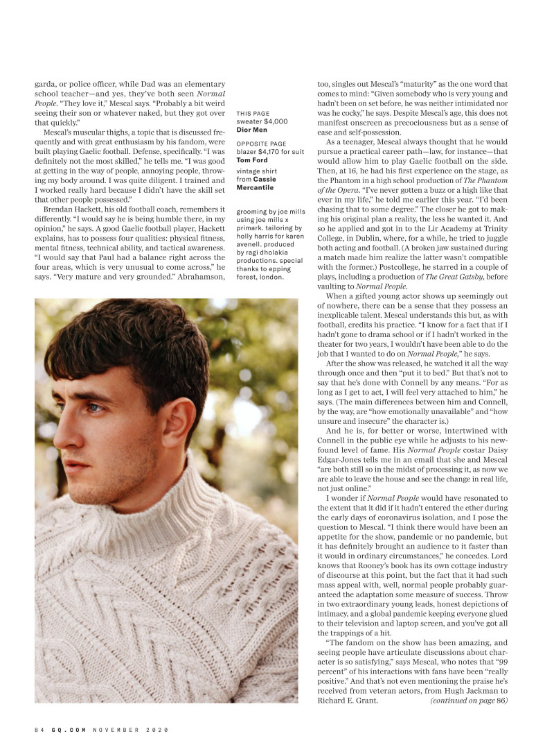 Everybody Has A Crush On Paul Mescal, November 2020
