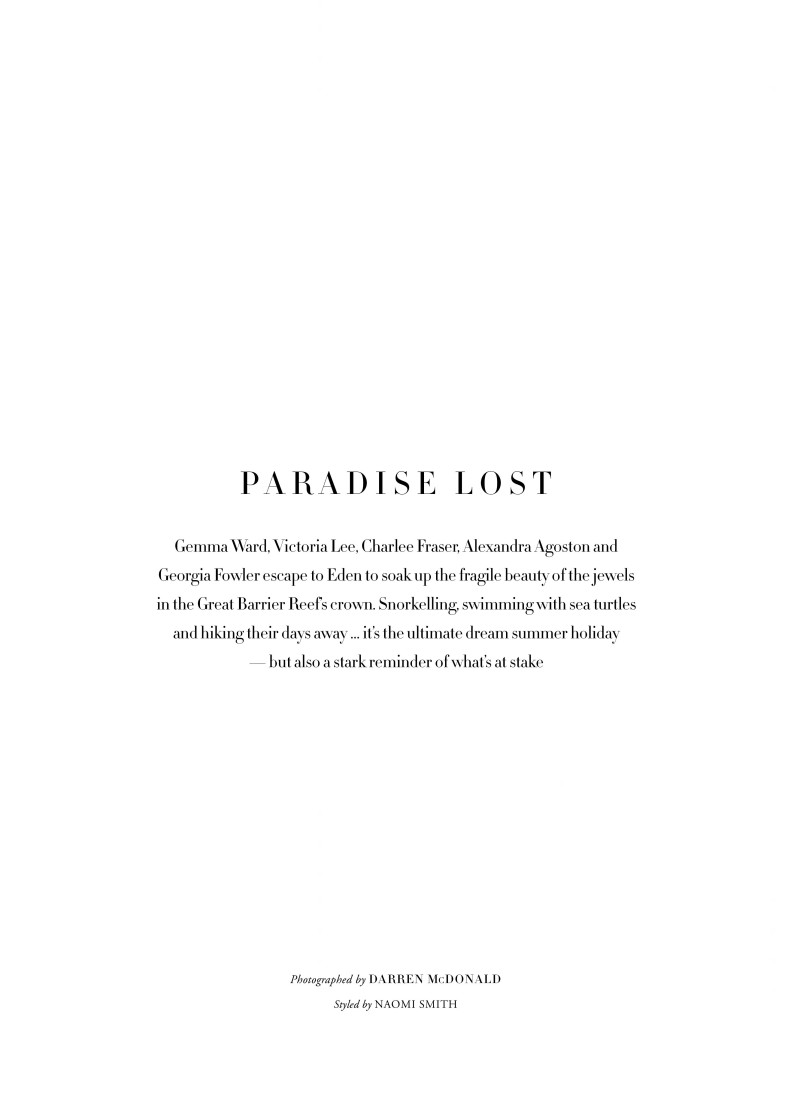 Gemma Ward featured in Paradise Lost, December 2019