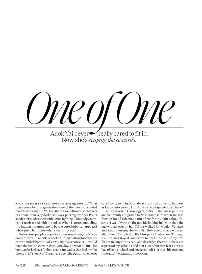 Anok Yai featured in One Of One, August 2024