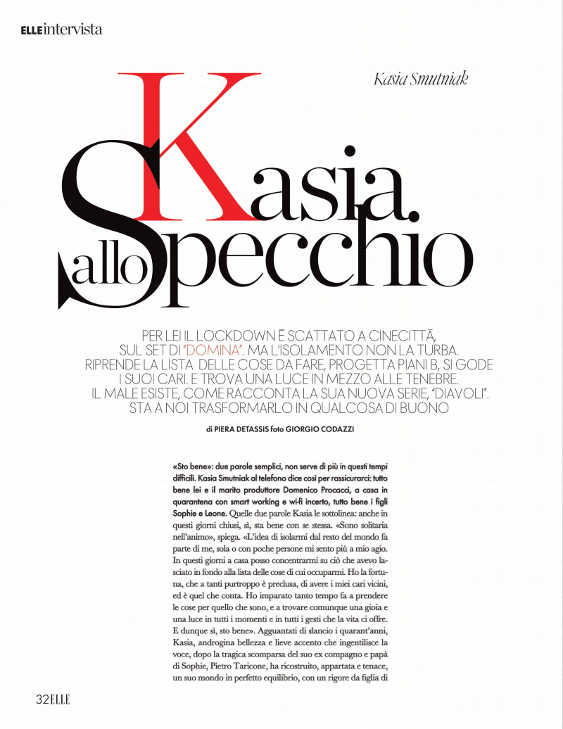 Kasia Smutniak featured in Kasia Allo Specchia, April 2020