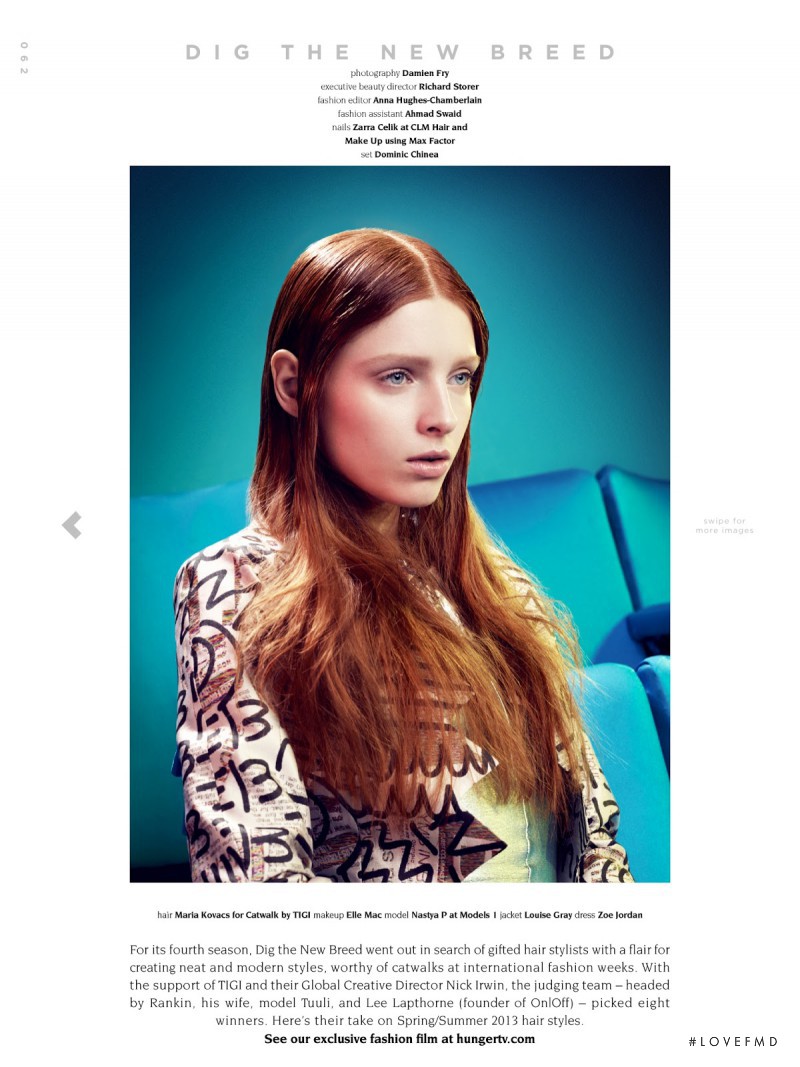 Nastya Pindeeva featured in Dig The New Breed, April 2013