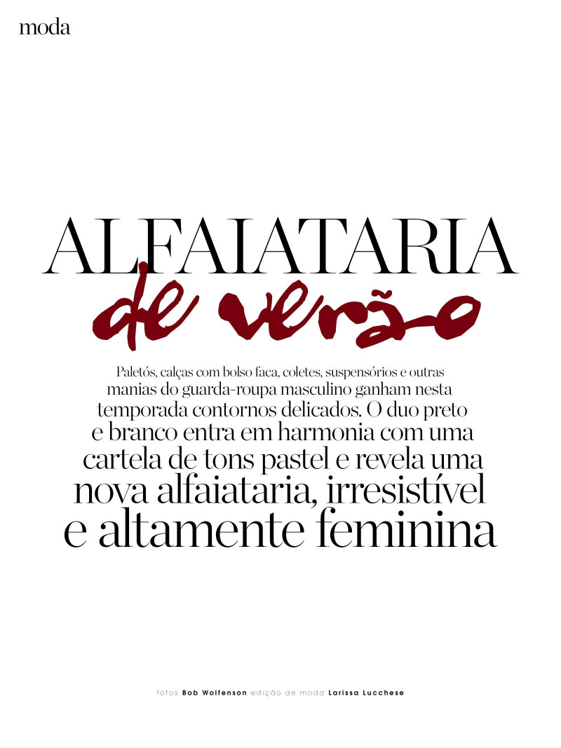 Katharine Mackel featured in Alfaiataria de verao, November 2015