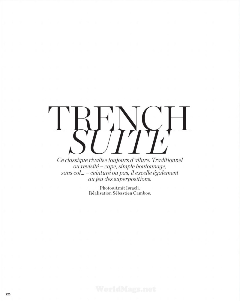 Giedre Dukauskaite featured in Trench Suite, May 2015