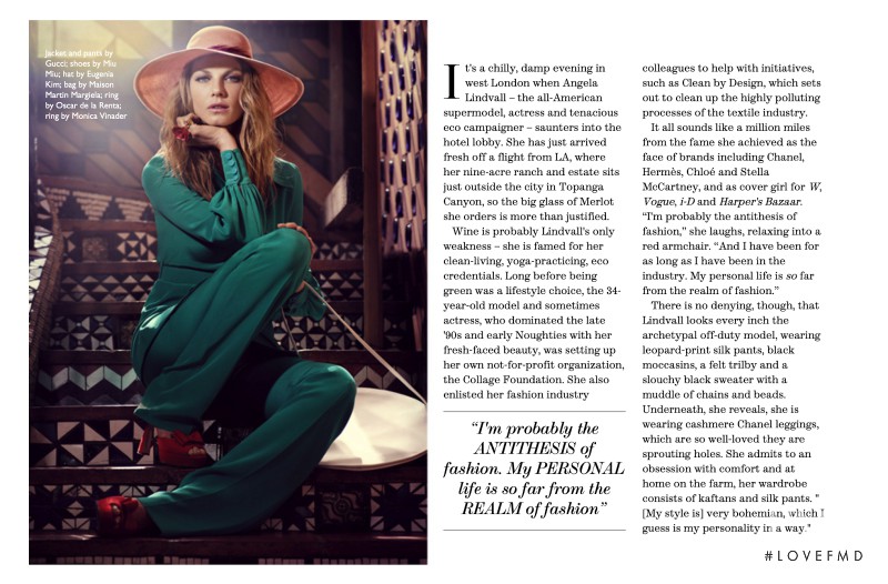 Angela Lindvall featured in Bohemian Soul, May 2013