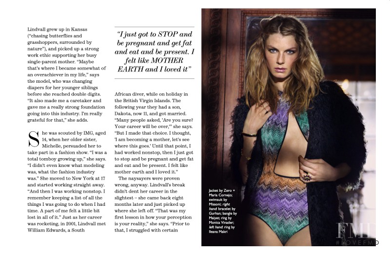 Angela Lindvall featured in Bohemian Soul, May 2013