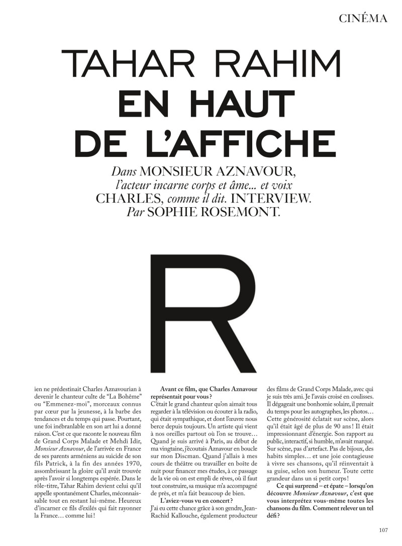 Tahar Rahim En Haut De L\'affiche, October 2024