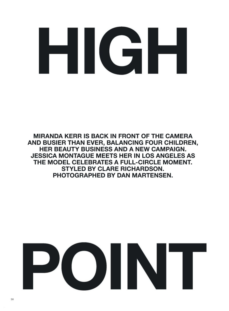 Miranda Kerr featured in High Point, December 2024