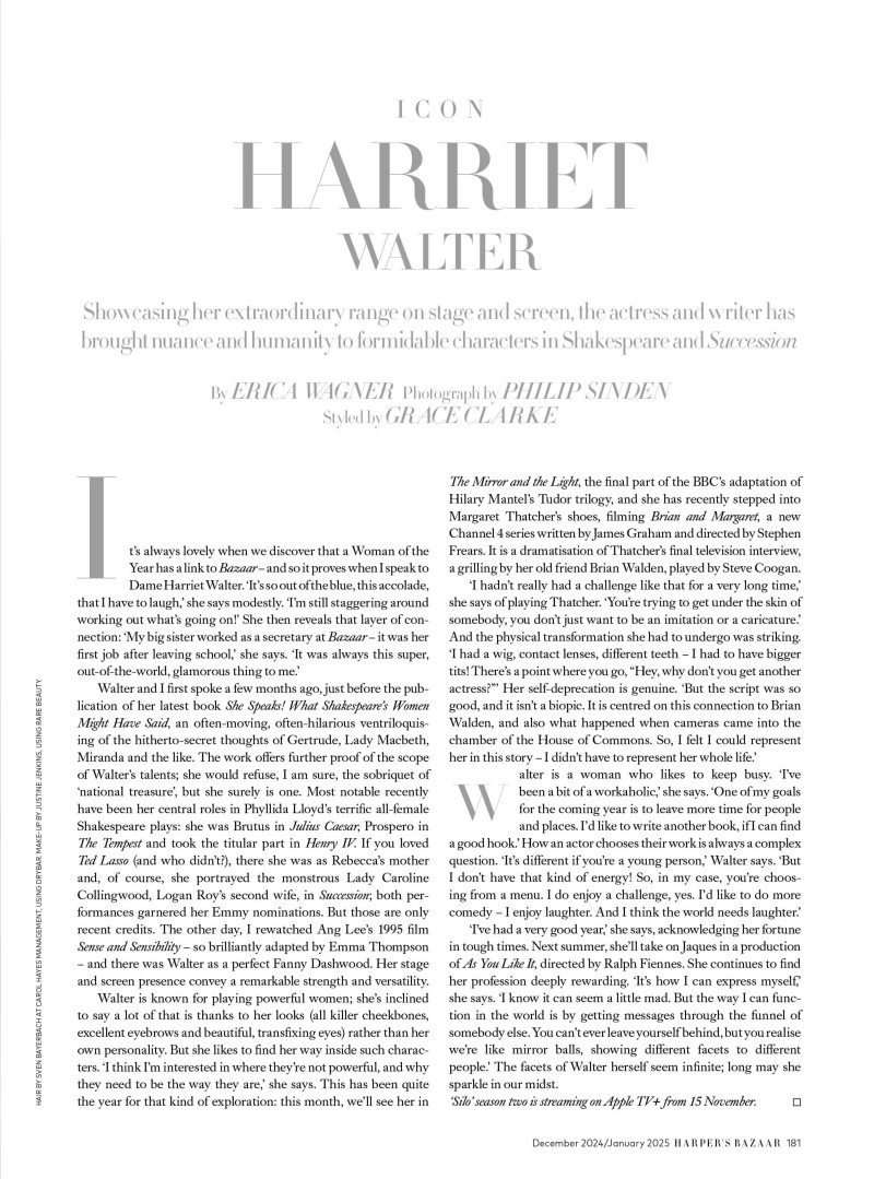Harriet Walter, December 2024