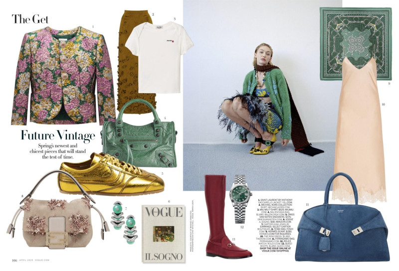 Gigi Hadid featured in The Get: Future Vintage, April 2025